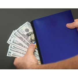 Better Office Products 6 Pack, Zippered Security Bank Deposit Bag, Leatherette, Cash Bag, Coin Bag, Utility Pouch, Blue, 6 Bags