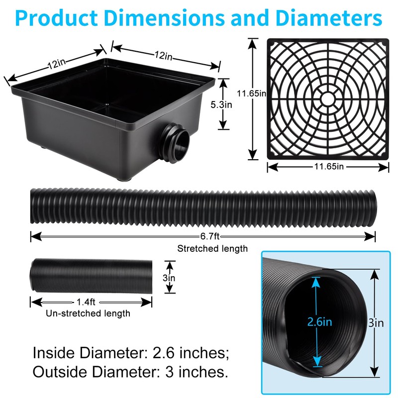 Prestantious Gutter Downspout Catch Basin, Upgraded Version 12"×12" Catch Basin