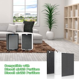 JASENG For Bissell Air 220 Filter Replacement H13 Main Filter Compatible with Bissell Air320 Air220, 3 Stage Filtration System(Pre + Mian filter + Activated Carbon)