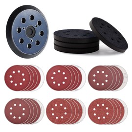 Sander Pads for Dw/Mk, 5" 8 Hole 3 Mount-Hole Hook and Loop Replacement Sander Pads for Mk 743081-8/743051 Compatible with Mk XOB01Z BO5010 BO5030K BO5031K BO5041K with 4 Pcs Foam Pads