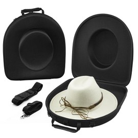 HAIBEIR Hat Travel Case Hard Hat Box for Cowboy Fedora Panama Hats to Storage Hat Bag Carrier with Carry Handle,Luggage Strap, Adjustable Shoulder Belts and ID Card Slot for Women and Men (One Piece)