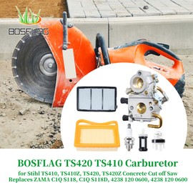 BOSFLAG C1Q-S118 Carburetor Replaces 4238-120-0600, 42381200600, ZAMA C1Q-S118, C1Q-S118D, Stihl 4238 120 0600 for Stihl TS410, TS410Z, TS420, TS420Z, TS 410, TS 410 Z, TS 420, TS 420 Z Cut Off Saw