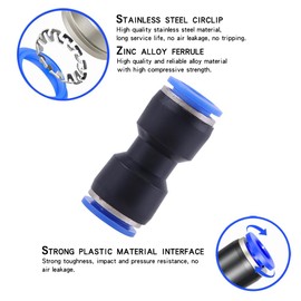 Leliafleury 20 Pcs 8mm Straight Pneumatic Fittings Quick Release Pneumatic Connectors Plastic Push to Connect Fittings Air Line Connectors