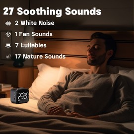 Easysleep Digital Wake Up Alarm Clock with Big LED Display 27 Soothing Sounds Lound Sunrise Clock Dual 3 Alarms Memory Snooze Setting 4 Brightness for Deep Sleepers Adults Teenagers Kids