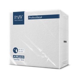 PAW Airlaid Napkins (40 x 40 cm) I Pack of 50 I Plain I Fabric-Like I Elegant Table Decoration I HoReCa I For Important Occasions such as Weddings, Celebrations, Christmas I Unicolor: White