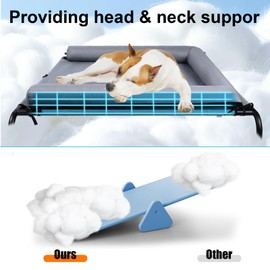 Large Elevated Dog Bed with Pillows, Outdoor Cooling Raised Pet Bed with Bolster, Indestructible Chew Proof Dog Cot with Breathable Teslin Mesh, Washable Durable Dogs Hammock for Large Indoor(L)