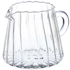 Healvian Crystal Glass Creamer Pitcher,200ml Mini Creamer Pitcher,Creative Embossed Stripe Milk Coffee Creamer Jug,Clear Sauce Pitcher,Glass Serving Pitcher,Wave Shaped Coffee Pitcher for Kitchen