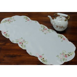 Aude Home Table Runner 40 x 90 cm Embroidered Classic Pink Spring Embroidered (0078 38 x 90)