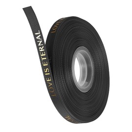 Unifizz 3/8 Inch Thin Love is Eternal Satin Ribbon 50 Yard Black Ribbons for Gift Wrapping Bouquet Valentine Wedding Party Decoration