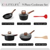 ESLITE LIFE Nonstick Cookware Sets, 9 Pcs Granite Coating Pots