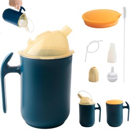 UCFBWO Adult Sippy Cup for Elderly, Stainless Steel Beaker with Lid & Straw