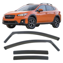 IKON MOTORSPORTS in Channel Window Visors Compatible with 2017-2023 Subaru Impreza Hatchback & 2018-2023 Crosstrek, PC Polycarbonate Black Rain Guards, Side Window Wind Deflectors 4PCS