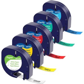MarkField Compatible with Dymo Letratag Label Tape 12 mm x 4 m, Pack of 5 Compatible with Dymo Letratag Label Tapes for 200B LT-110T LT-100T Plus XR XM
