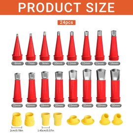 Universal Integrated Rubber Nozzle Tool Kit, 24 Pieces One-Piece Stainless Steel Nozzles, Tool Kit for Integrated Rubber Nozzles, Universal Tool Kit for Rubber Nozzles