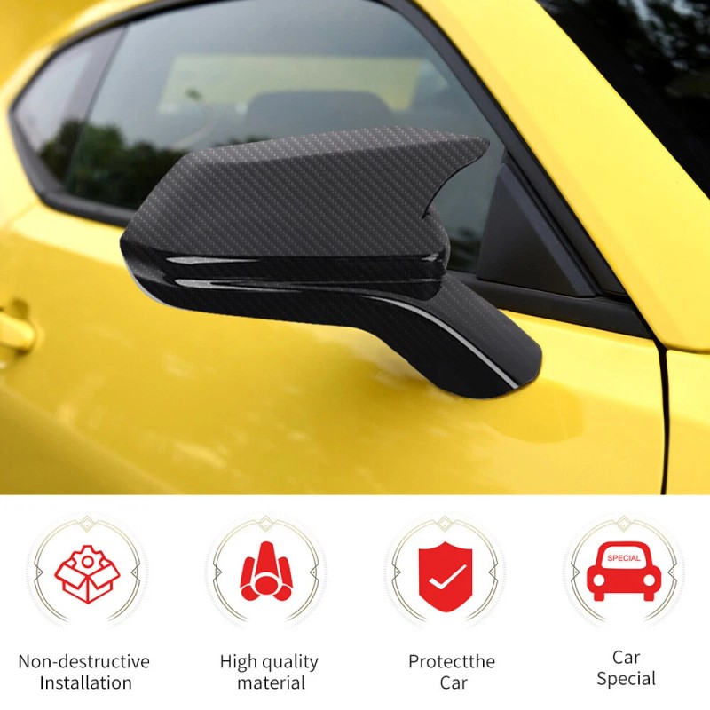 CheroCar Carbon Fiber Side Mirror Cover Horn Cap Decor for