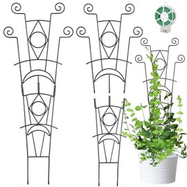 Yhtpouqe Stackable Metal Trellis for Climbing Plants Outdoor & Indoor - 4 Pack Garden Trellis for Potted Plants, Rust-Resistant Plant Support Stakes for Vines, Flowers - Sturdy Plant Trellis