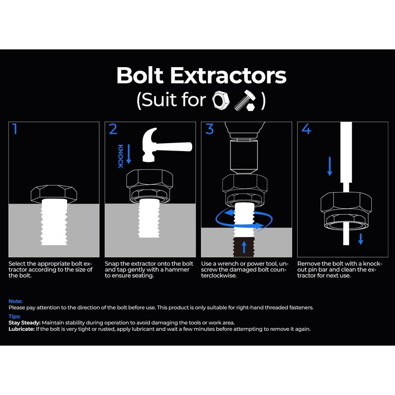 toolant 19pcs Impact Bolt Extractor Kit, Bolt & Nut Remover