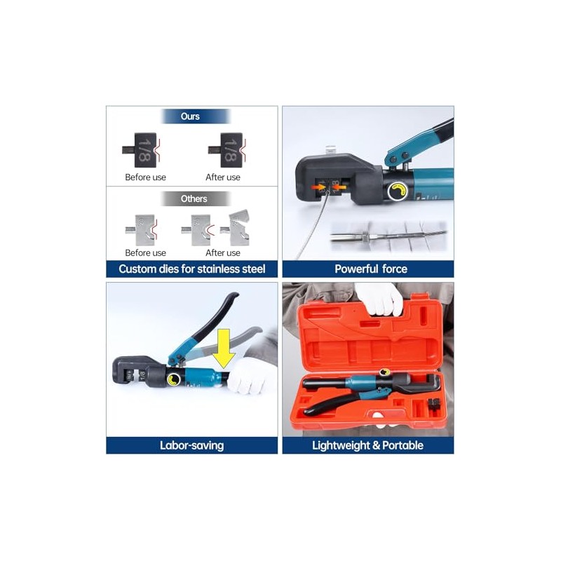 Muzata Custom Cable Railing Crimping Tool Hydraulic Crimper Hydraulic Crimping