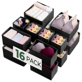 Kootek 16 Pack Drawer Organizer Clothes, Dresser Drawer Organizers for Clothing Fabric Foldable Closet Organizers and Storage Bins for Baby Clothes, Nursery, Underwear, Bras, Socks