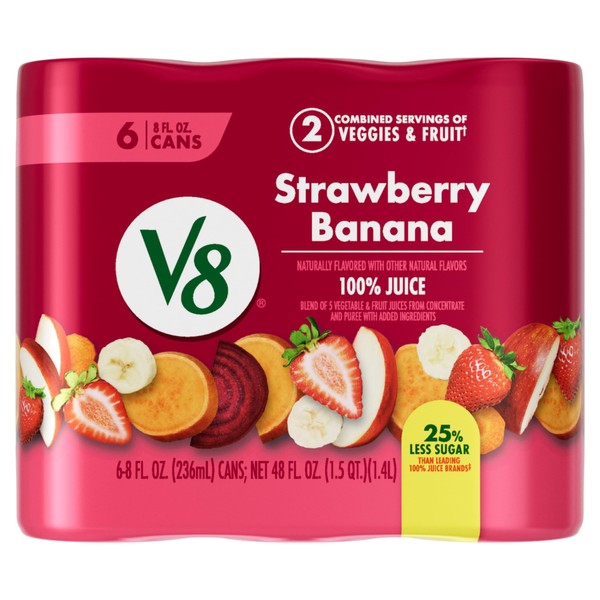 V8 Strawberry Banana 100% Fruit and Vegetable Juice, 8 fl