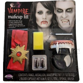 Vampire Dracula Makeup Kit Face Paint & Stage Makeup w/fangs fake blood kit