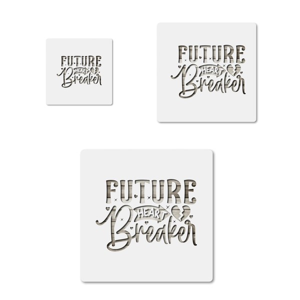 Future heart breaker, valentines mylar stencil pack in 3 sizes,