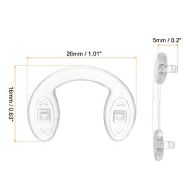 HARFINGTON 6 Pairs Eyeglass Nose Pads 5mm Thickness Silicone Anti-Slip Glasses Nose Grips U Shaped Glasses Nose Pads for Plastic Frames Glasses Sunglasses, Clear