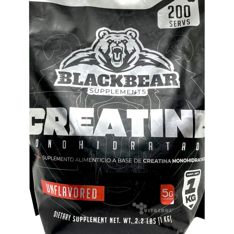 Creatina Monohidratada 1 Kg Blackbear 200 Servicios Bolsa Sabor NA