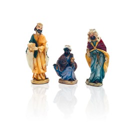 Gesar Figures 3 Three Kings for Nativity Scene 7 cm - Set of 3 Three Kings for Nativity Scene Made of Resin - Nativity Figures - Nativity Figures Made of Hand-Painted Figures - Nativity