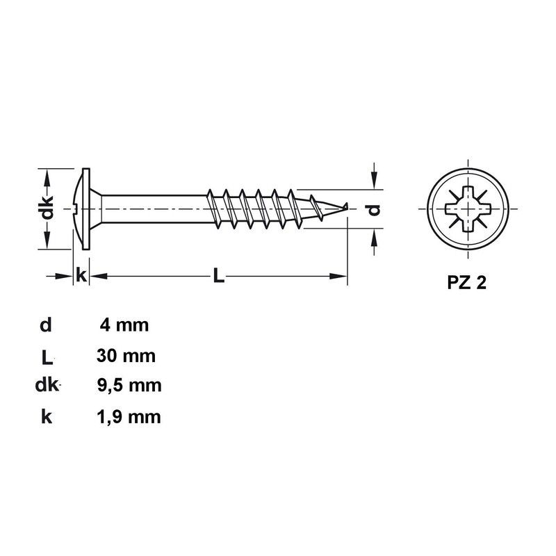 100 x Body Screws 4.0 x 30 Spax Back Wall