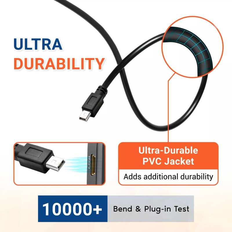 ROVE 2.5Ft Mini-USB Data Cable for R2-4K Dash Cam (with