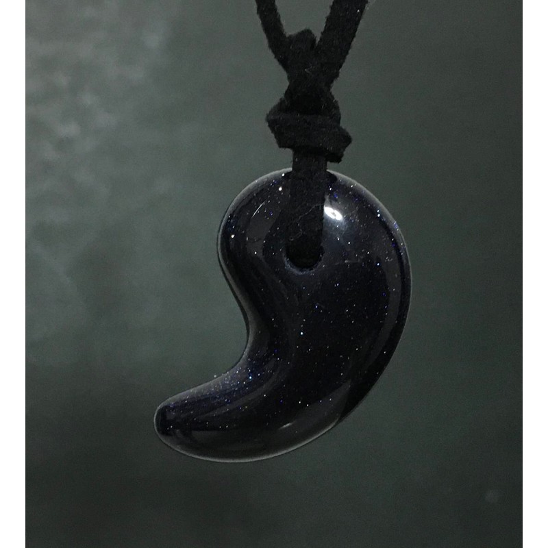 [NeoVenus] Natural Stone Magatama Necklace Blue Gold Stone (1 Piece),