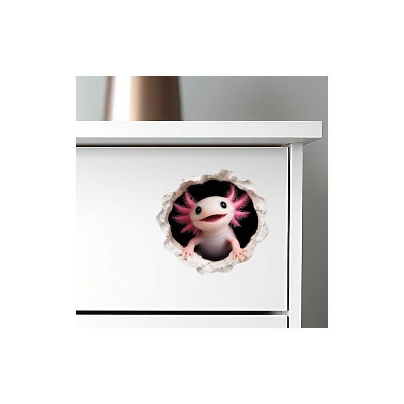 Bubbles - Axolotl Decal - Wall Hole Sticker with 3D