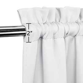 LinTimes Blackout Curtains, Modern Half Cafe Kitchen Window Curtains for Bathroom, Short Blinds for Small Windows, 66 cm x 61 cm (26 x 24 inches), Set of 2, White