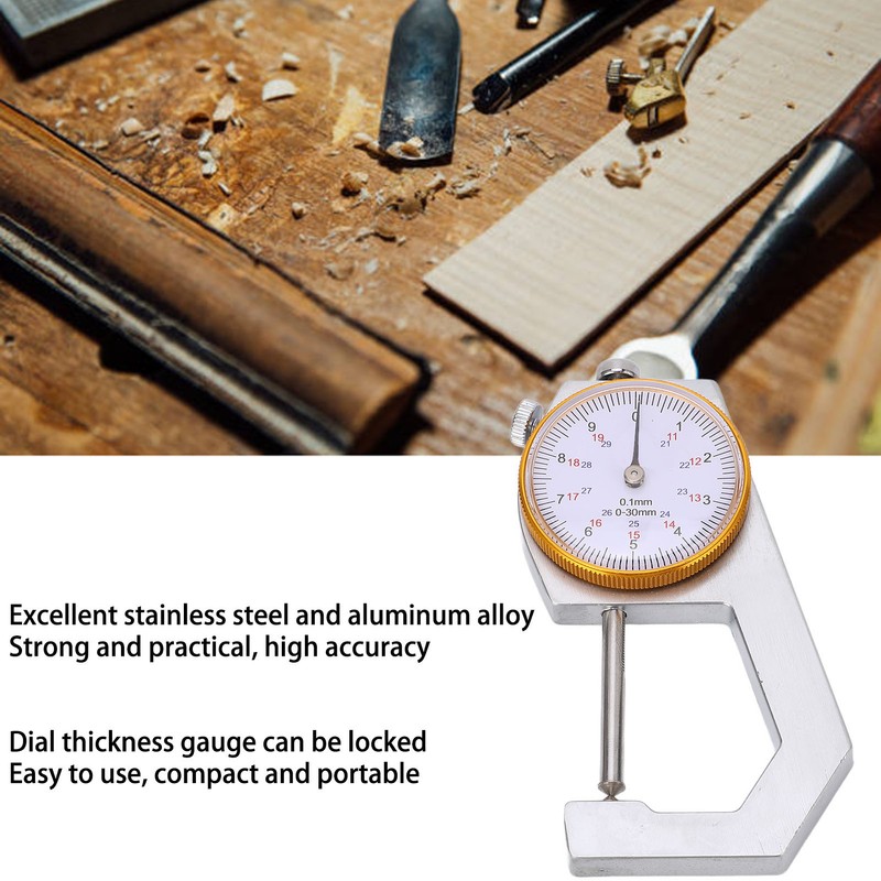 Thickness Gauge Tool Round Dial Indicator Handheld Portable Tester Caliper