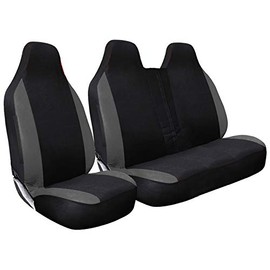 FOR CITROEN BERLINGO 1.6 HDi ALL YEARS - Premium Luxury Van Seat Covers Single Drivers And Double Passengers Seat Covers - 2 + 1 - Black And Grey Patch