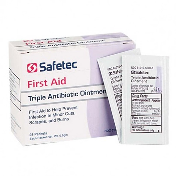 Safetec Triple Antibiotic - 25 0.9 Gram Packet Box, Multi-colored,