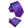 YourTies Purple Blue Tie for Men Silk Paisley Necktie Pocket