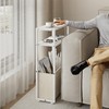 Leomonio Narrow Side Table, Slim End Tables with Fabric Basket,