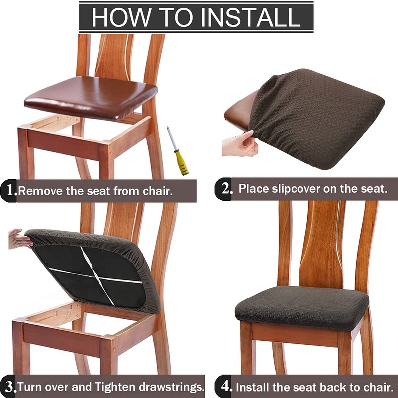 BUYUE Dining Room Chair Seat Covers Set of 4, TPU