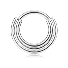 BodyBonita Septum Piercing 16G - 316L Stainless Steel Nose Piercing Nose Ring Hoop for Women Men Helix Conch Piercings Tragus Daith Cartilage Piercing 8mm 10mm, Stainless Steel