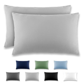 REDKEY Cushion Cover 50 x 80 cm - Set of 2 Pillowcases - Microfibre Cushion Cover for Cushions, Pillowcases with Tab Closure, 50 x 80 cm Pillow Case - Light Grey