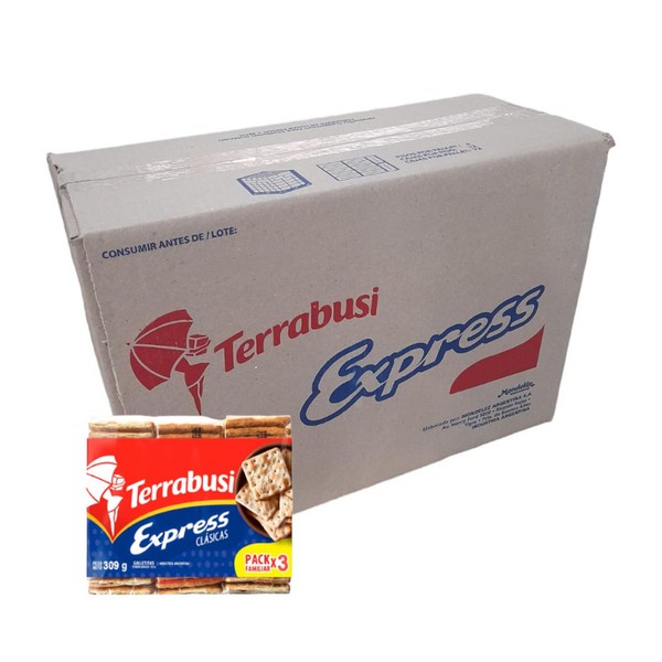 Terrabusi Express Water Biscuits Galletitas de Agua for Breakfast, Brunch & Tea Bulk Box, 309 g / 10.89 oz (15 count per box)