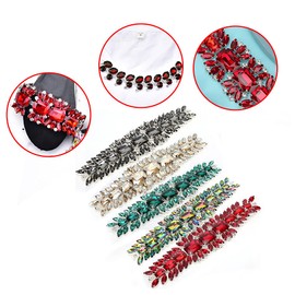 Cristal Imitación Diamante Cadena Adornos, Adorno de Cadena de Diamantes de Cristal Ribete de Cadena Apliques de Brillantes Decoración Artesanal Cinta para Coser Ropa Artesanal Boda DIY (Rojo)