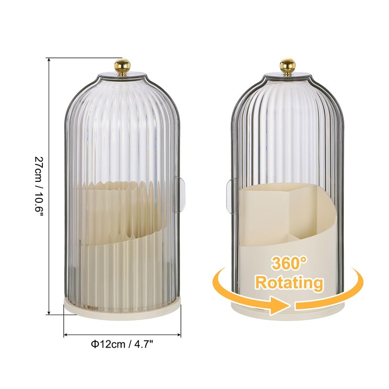 sourcing map Makeup Brush Holder with Black Clear Lid, 360