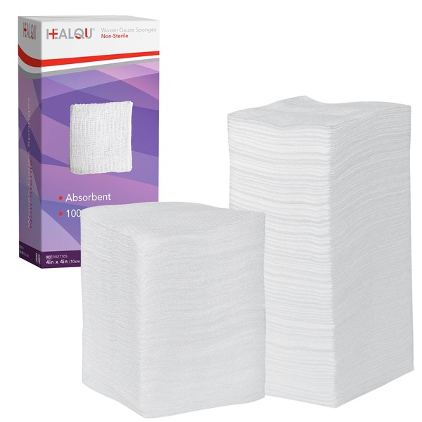 HEALQU Compresses - Gauze Swabs 200 Pack (8-Ply | 10 x 10 cm) - Extra Absorbent Non-Sterile Woven Medical Fleece Dressings for Wound Care as well as Cleaning & Preparation of Wounds