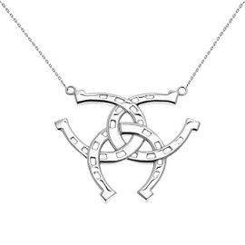 Sterling Silver Triple Criss Cross Horse Shoe Good luck Necklace, 20"
