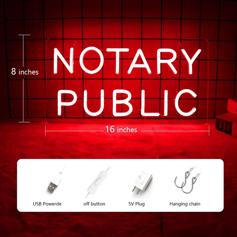 Vinray Notary Public Neon Sign,Inform of Business Services Provided of