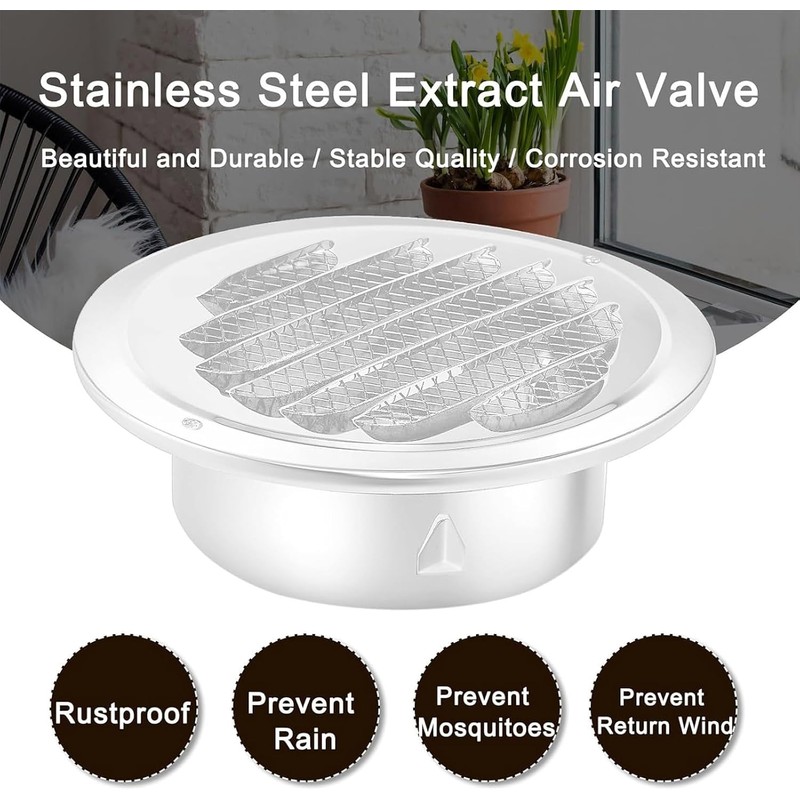 Zonon 18 Pcs 4 Inch Black Stainless Steel Air Outlet
