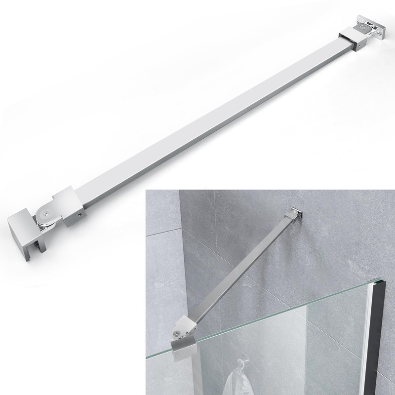 Stainless Steel Shower Rod, Wall-to-Glass Brace for 1/4" & 3/8"